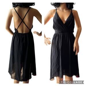 Alice & Olivia Silk Open Back High Low Black Silk Dress Size Extra Small